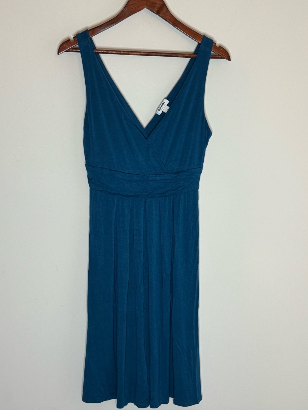 Old Navy Teal Blue V-Neck Empire Waist Fit & Flare Dress Womens Small